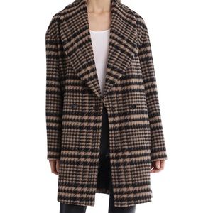 Bagatelle Plaid Mid Length Houndstooth Coat